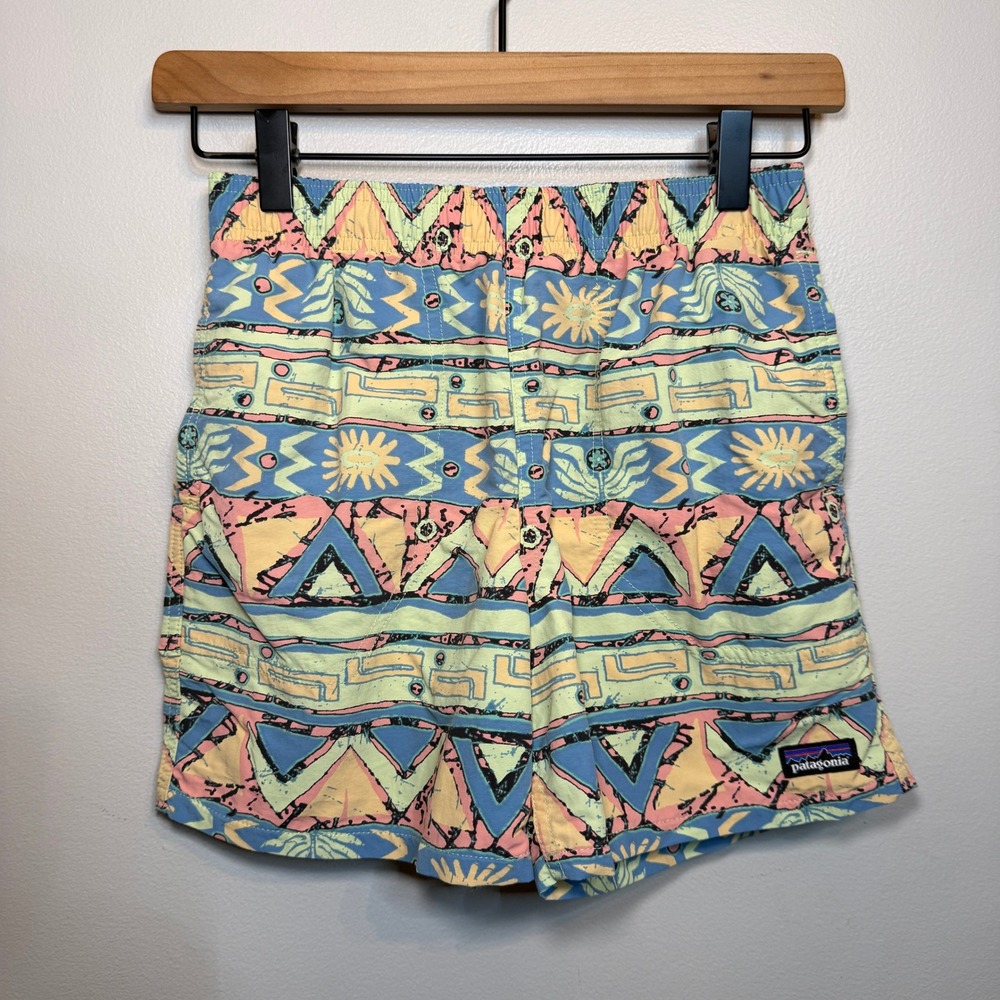 Patagonia Kids Swim Shorts Trunks Geometric Tribal Sun Print Multicolor Large 12